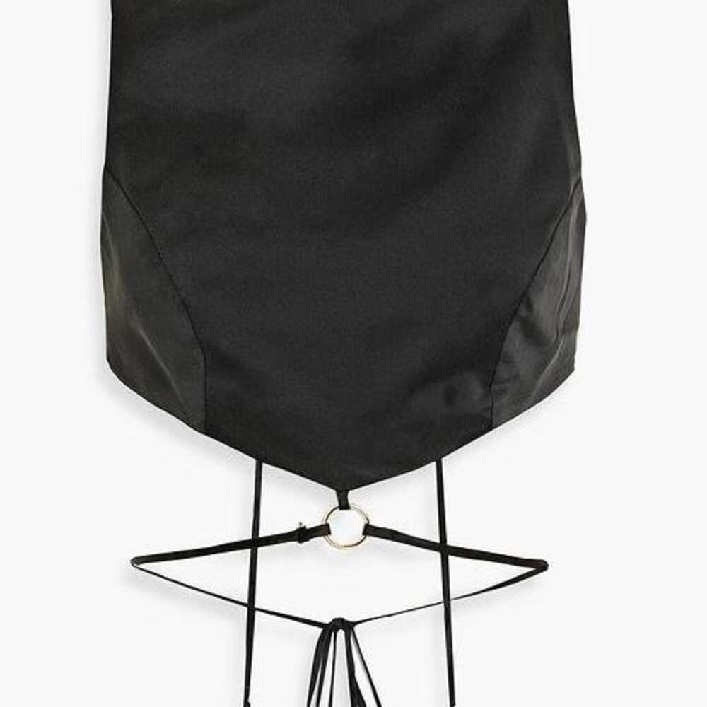 Tie-back cropped silk-satin top